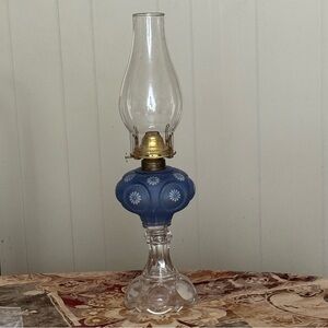 Blue Glass Oil Lamp